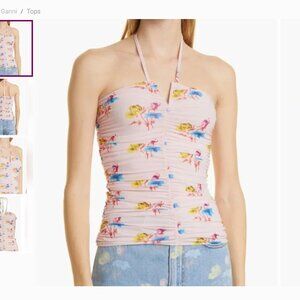 Ganni Print Halter Neck Strap Top